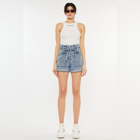 Kancan Ultra High Rise Paperbag Denim Shorts